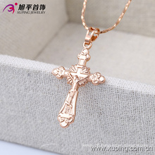 32396 Fashion Simple Rose Gold Jesus Cross Imitation Jewelry Chain Pendant in Alloy Copper